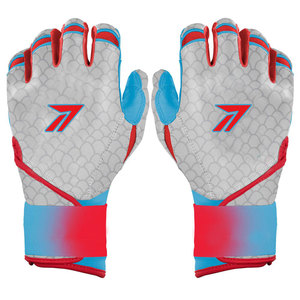 Guantes de Bateo de Béisbol Profesionales para Adultos y Jóvenes, Piel de Oveja Genuina, Palma Color Bronceado, Dorso de Malla Azul Marino, Correa de Muñeca Ajustable, Personalizables para Equipos - Product Image 4