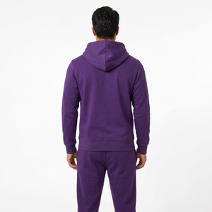 Hawk Eye Sports Men's Purple Hooded Drawstring Closure Fleece Lined Slim Fit Sporty Tracksuit <b>Set</b> Full Sleeve Side Pockets Front - Product Image 5