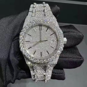 Contemporary <b>Mens</b> Quartz Movement <b>Watch</b> with Moissanite Diamond Look Party Fashion & Exclusive Gift Wrist <b>Watch</b> - Product Image 1