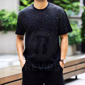 เสื้อยืดคอกลมประดับเพชรพลอยทรงใหม่สั่งทำพิเศษผ้าฝ้าย 100% คุณภาพสูงไซส์ใหญ่ยอดนิยม REVIBE INDUSTRY ระบายอากาศได้ดีสำหรับผู้ชาย - Product Image 4