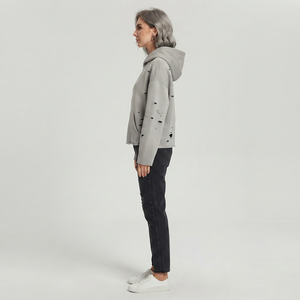 Sweat à capuche unisexe OEM Street Wear personnalisé, 360 GSM, 100% coton molletonné, zippé, délavé à l'acide, écologique, respirant, déchiré, pour l'hiver - Product Image 2