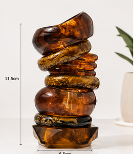 Natural <b>Craft</b> Handmade Amber Effect Resin Bangle Set Fashion Acrylic Bracelets Designer Statement Jewelry for Women Gift - Product Image 5