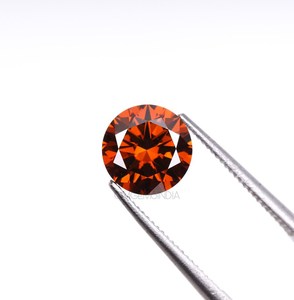 Diamant de laboratoire de couleur Cognac, taille ronde, couleur rouge, pierre lâche, fantaisie marron orangé, diamant CVD/HPHT pour la fabrication de bijoux, vente en gros - Product Image 4
