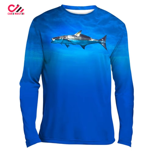 Customized Logo <b>Silk</b> Screen Printed Breathable Waterproof Fishing <b>Shirts</b> with Protection High Quality <b>Men</b> Fishing Jersey - Product Image 1