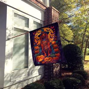 Irish Setter Witchy Halloween Large House <b>Flag</b> Porch Sleeve <b>Pole</b> Decorative Yard Banner Artwork Multicolor Polyester Wall - Product Image 2