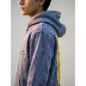 Sudadera con capucha morada con cremallera completa, lavado ácido, corte holgado, manga larga, informal, de forro polar, para estar en casa - Product Image 2