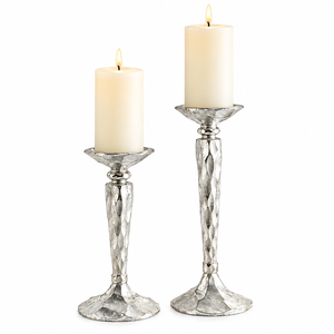 Ensemble de bougeoirs modernes en métal, support de bougie géométrique martelé argenté, vente en gros, pour la décoration de table à la maison - Product Image 3