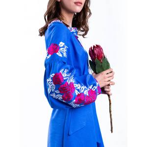 Prix d'usine 100% - Robes mini pour femmes, en coton brodé ukrainien, manches ballon longues, designs ukrainiens - Product Image 4