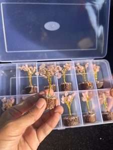 Decoraciones de Árbol de Flores en Miniatura Hechas a Mano con Cuarzo Rosa y Ágata, con Cuentas, para Decoración del Hogar, Juego de 12 Piezas - Product Image 3