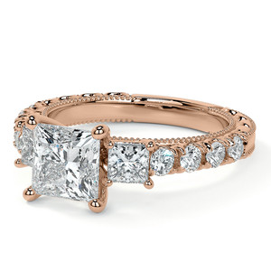 Anillo de compromiso de oro blanco de 9k-18k con diamante cultivado en laboratorio, corte princesa, con detalles en espiral, para mujer, para usar en fiestas. - Product Image 4