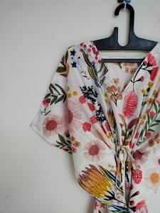 Vestido Kaftán de Algodón Hecho a Mano en India, Túnica Kimono de Corte Holgado para la Playa - Product Image 6