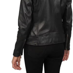 Blouson en cuir de mouton véritable pour femme, style motard, sur mesure, coupe ajustée, vêtement d'extérieur streetwear haut de gamme - Product Image 5