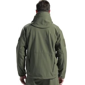 Veste matelassée à capuche pour homme, couleur vert olive, col mandarin, fermeture éclair, style décontracté, coupe régulière, tissu en toile, coton chauffant - Product Image 2