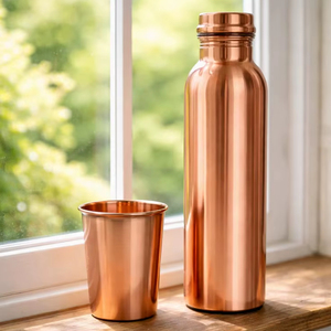 Elegant Hammered <b>Copper</b> <b>Drinking</b> <b>Bottle</b> Leakproof Hydration <b>Bottle</b> for Kitchen Dining Wellness and Travel - Product Image 1