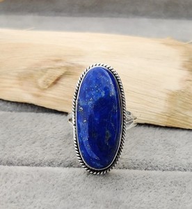 <b>Lapis</b> <b>Lazuli</b> <b>Ring</b> 925 Sterling Silver Handmade Statement <b>Ring</b> Vintage Boho Blue <b>Lapis</b> Gemstone Jewelry for Men & Women - Product Image 1