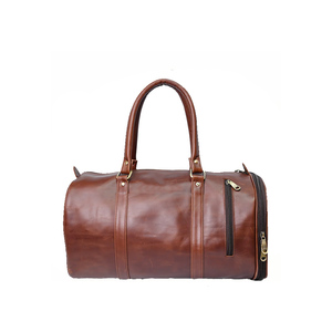 High-End Fashion Genuine <b>Leather</b> Duffel <b>Bags</b> for <b>Men</b> Women Zipper Closure Belt Detail Portable Design Custom Logo Large Capacity - Product Image 1