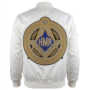 Chaqueta Bomber Masónica Herencia Masónica para Hombre - Chaqueta de Piloto con Parche Masónico Bordado - Product Image 4