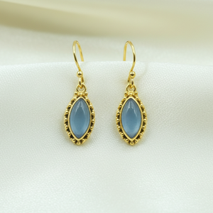 Natural Blue Chalcedony Drop <b>Earrings</b> 925 Sterling Silver Vintage Marquise Dangle <b>Earrings</b> Rose Gold & Yellow Gold Plated her - Product Image 5