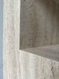 Handcrafted Travertine Side Table Natural Stone Nightstand with Storage Modern <b>Plinth</b> Furniture Home Decor Living Room Bedroom - Product Image 4