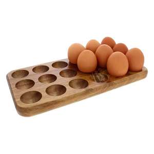 Support à œufs artisanal en bois massif écologique pour comptoir, organisateur de rangement de cuisine style ferme, plateau rustique durable - Product Image 4