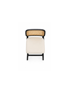 Taburete de bar moderno con respaldo de ratán y asiento tapizado de madera maciza para uso en bares domésticos o restaurantes - Product Image 3