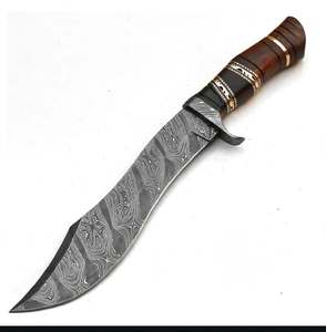 Herramienta utilitaria pesada de acero damasco forjado a mano, personalizada OEM, con mango de madera y cuerno. - Product Image 2