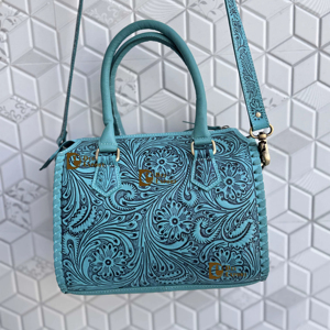 2026 New Hand Tooled Carving Leather Speedy Handbag Gypsy <b>Boho</b> Shoulder Handmade Western Turquoise Colour Stylish Multi Uses <b>Bag</b> - Product Image 1
