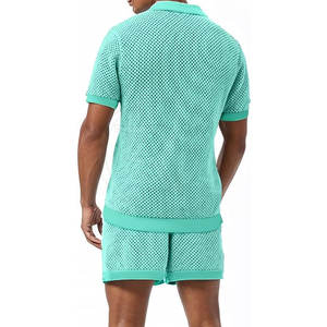 Summer Casual Men's Solid Plus Size Polyester/Cotton T-shirts & <b>Mesh</b> Shorts <b>Two</b>-<b>Piece</b> Shorts <b>Set</b> - Product Image 5