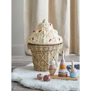 Panier de rangement pour enfants en jonc de mer naturel et papier, écologique, en forme de crème glacée, tressé, organisateur de jouets pour chambre d'enfant, fait main, vente en gros - Product Image 3