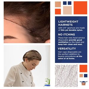 Capelli monouso per capelli da 22 pollici in Nylon marrone scuro retina per capelli da cucina 1440 con apertura da 0.25 pollici cuffia chirurgica traspirante - Product Image 3