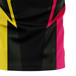 Maillot de football pour homme rose, jaune et noir, col en V, manches courtes, impression sublimée, séchage rapide, coupe classique, vêtements de sport pour adultes - Product Image 2