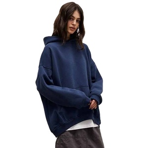 Sudadera con capucha de gran tamaño Vintage para mujer, sudadera de invierno, hombro caído, manga larga, Polar, algodón, poliéster, insignia frontal - Product Image 3