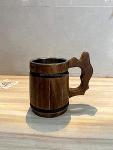 Vaso de Cerveza de Madera Maciza Natural con Acabado Pulido, OEM/ODM Disponible - Product Image 2