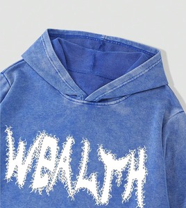 Men's Casual Oversized Hoodie <b>Skeleton</b> Head Letter Print 100% Cotton Fleece Drop Shoulder Streetwear Pullover Hoodie OEM ODM - Product Image 5