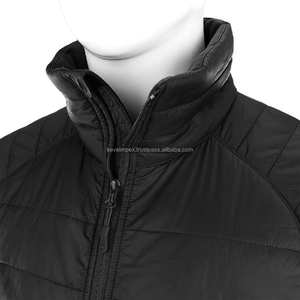 <b>Men's</b> <b>Black</b> <b>Long</b> Bomber Puffer <b>Jacket</b> Windproof Zipper Closure Stand Collar Casual Winter Polyester Wadding Regular Fit - Product Image 2