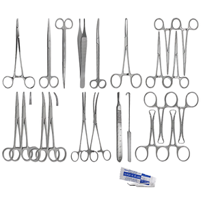 Kit de 22 Piezas para Cirugía Menor Veterinaria, Juego de Instrumentos Quirúrgicos con Hojas de Bisturí, Herramientas de Acero Inoxidable Alemán - Product Image 1