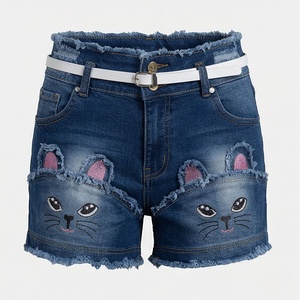 Shorts en jean stretch slim pour femme, déchirés avec franges, tenue décontractée d'été, streetwear tendance et chic - Product Image 1