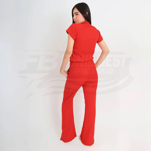 Women <b>Red</b> Scrub Set Short Sleeve Zip Front Hospital Uniform With Pockets For Medical Staff Custom Design - Product Image 4