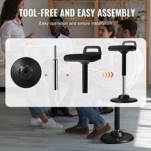 Sedia Attiva Regolabile in Altezza 24.6-34.4'' con Maniglia, Tessuto Elastico, Schiuma da 45 mm, Sedia Oscillante per Scuole e Uffici - Product Image 6