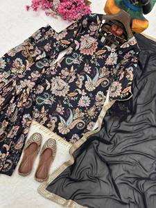 Newly Launched <b>Kurti</b> And Sharara Set With Dupatta in Floral Digital Prints And Stone Work For Party Wedding India Bulk Export - Product Image 4