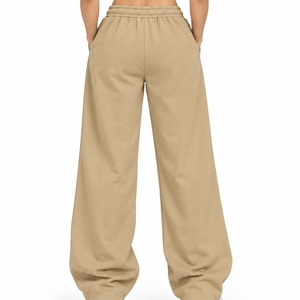 Custom <b>Women</b> <b>Summer</b> Track <b>Pants</b> Casual Wide Leg Loose Fit Eco-Friendly Drawstring Waist Embroidered Logo Adjustable Waist Side - Product Image 2
