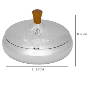 Tapa Circular de Acero Inoxidable Plateada, Hecha a Mano en India, Diseño Moderno de Lujo, Alta Durabilidad, para Fiestas, Bodas, Ensaladas - Product Image 2