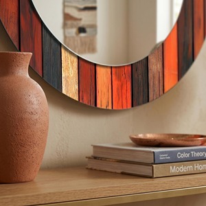 Wood Theme <b>Round</b> Handmade Bone Inlay Wall <b>Mirror</b> <b>Extra</b> <b>Large</b> Modern Living Room Entryway Hallway Bathroom Decor REHMAN CRAFT - Product Image 3