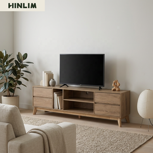Modern Durable Wood <b>TV</b> <b>Stand</b> 65 in and up Scandinavian Style Living Room Furniture with Storage Drawers and Shelves Freestanding - Product Image 5