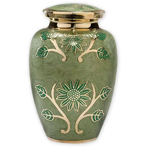 Urne funéraire blanche avec motif de fleurs violettes et de papillons bleus pour les cendres humaines d'un adulte, vase commémoratif - Product Image 5