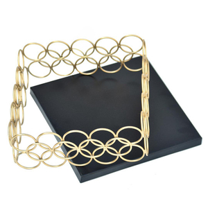 Elegant Square Resin <b>Cake</b> Stand With Gold Interlocking Metal Ring Base Luxury Dessert Platter For <b>Wedding</b> & Party Decoration - Product Image 5