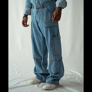 Custom Logo Straight Denim Jeans Vintage Button Closure Wholesale Raw Denim Hip Hop Breathable Men's <b>Trousers</b> 2026 model - Product Image 6