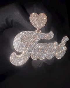 Pendentif Lettre Hip Hop Personnalisé en Argent Plaqué Or Rose avec Moissanite Ronde Taille Brillant – Bijou Unisexe Idéal pour Cadeau - Product Image 1