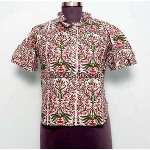 Blusa de Mujer Hecha a Mano 100% Algodón Puro de la India, Tela de Alta Calidad con Estampado Floral, Ecológica, Ropa Casual de Verano - Product Image 1