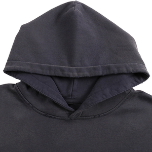 Sudadera con Capucha de Alta Calidad para Hombre, Estilo Urbano Hip Hop, Lavado Ácido, con Pedrería, Efecto Desgastado por el Sol, Oversize, Negra - Product Image 3